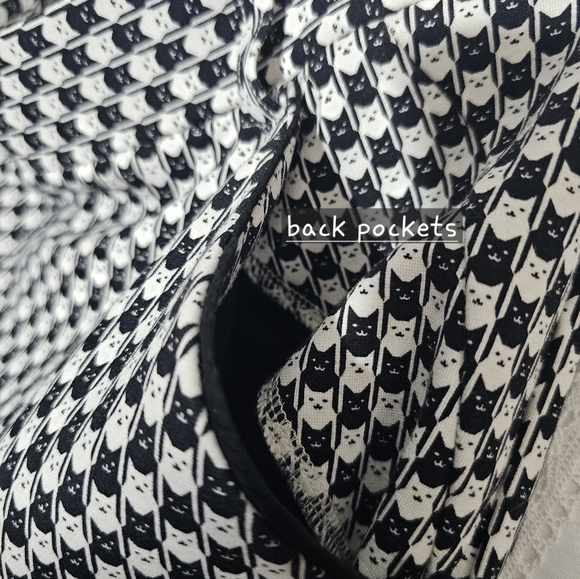 Betabrand Catstooth Dress Pant Yoga Pants L Short Petite NWOT Black White Cat - Picture 11 of 16